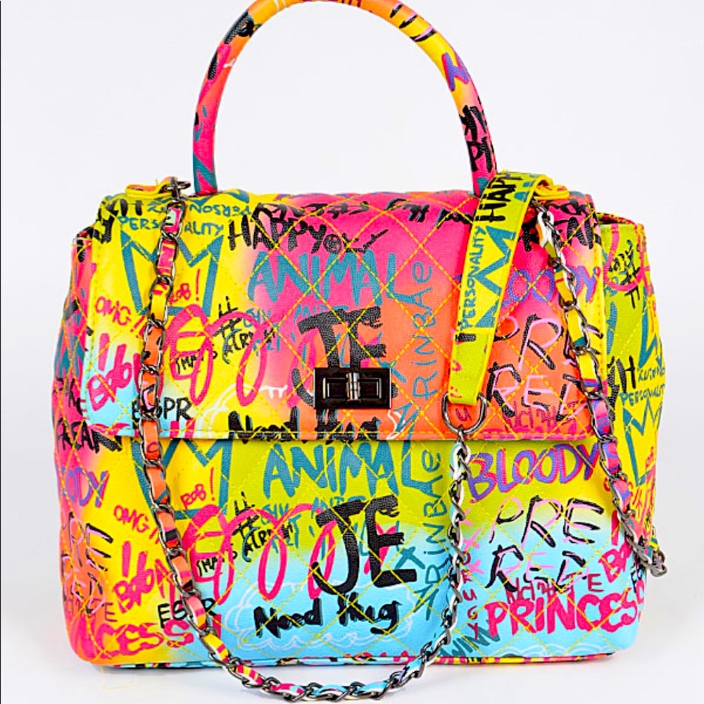 Multicolor Graffiti Hobo Bag